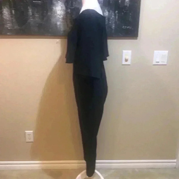 ASOS Navy Split Bell Sleeves Faux Top On/Off Shoulder Zipper Back Jumpsuit-Sz 4 - Picture 5 of 16